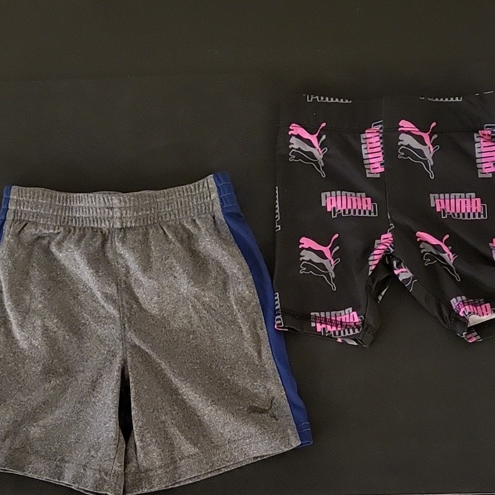 Puma Kids Gray and Black Shorts Duo Sz 18m